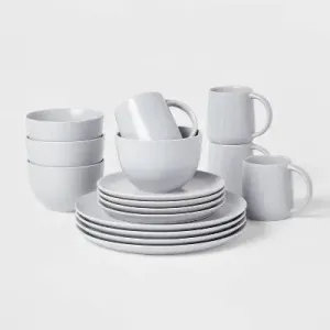 16pc Stoneware Acton Dinnerware Set Gray - Threshold