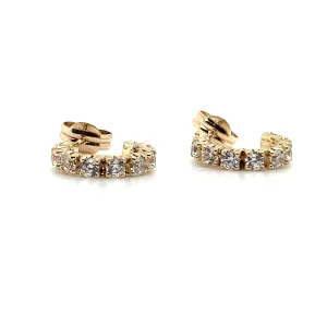 9ct Yellow Gold Cz Hoop Earrings