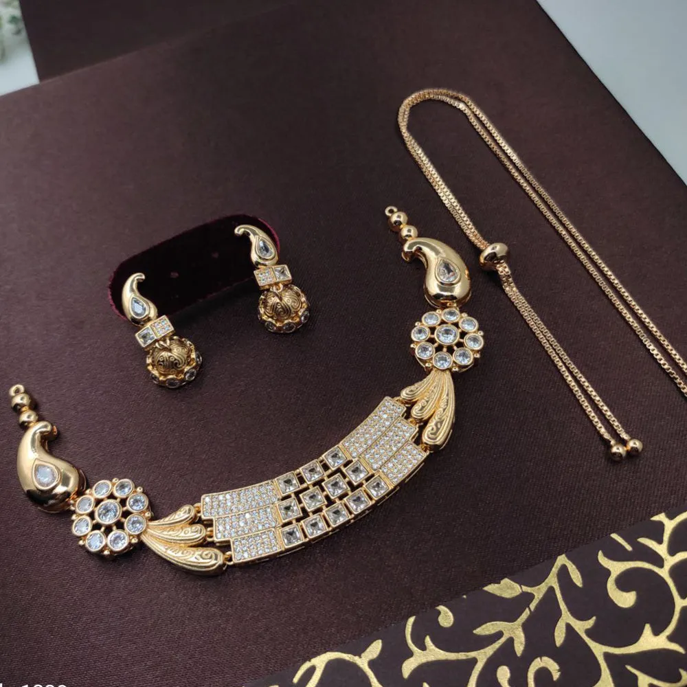 Aamrapali Gold Plated AD Necklace Set