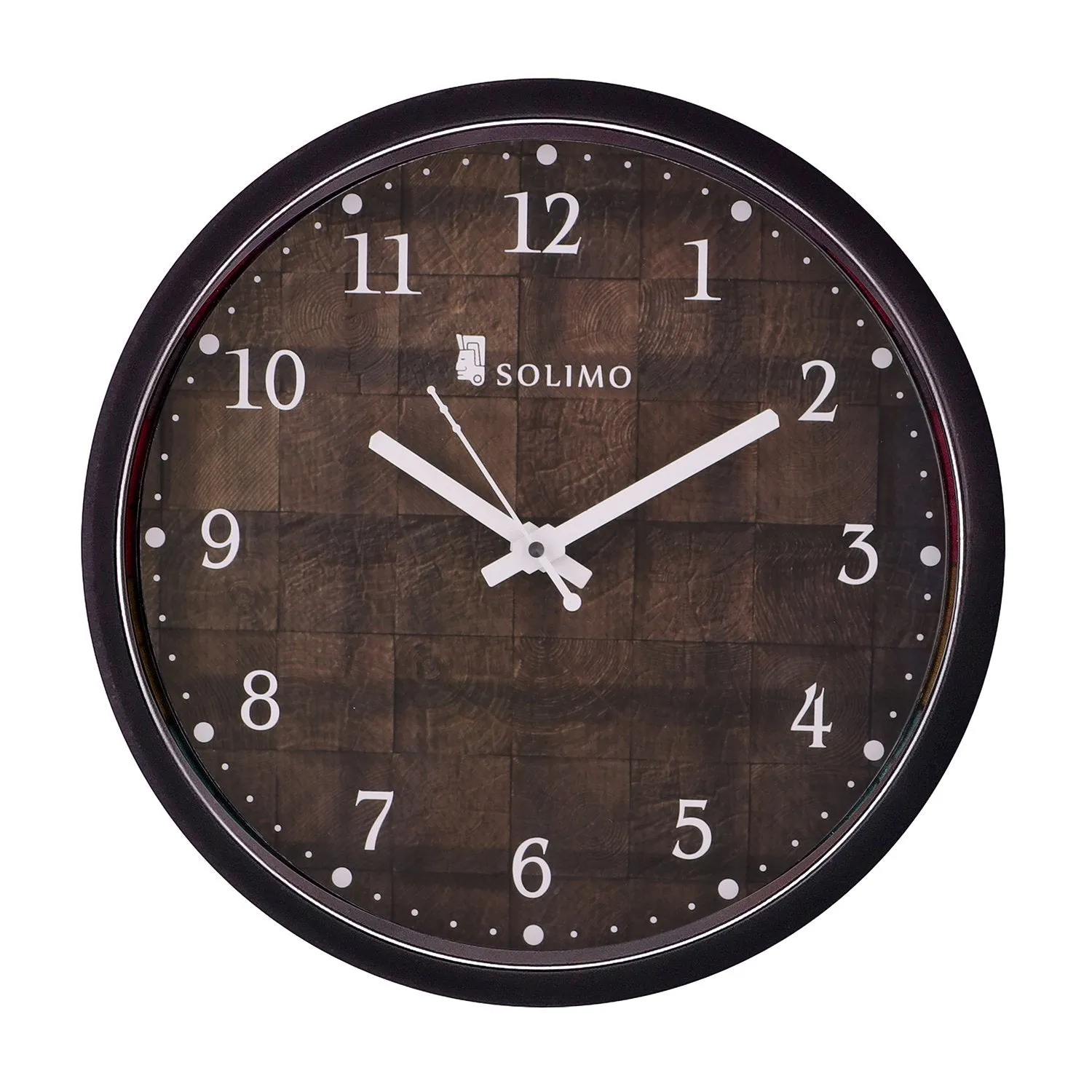 Amazon Brand - Solimo 12-inch Wall Clock - Checkered (Silent Movement, Black Frame)