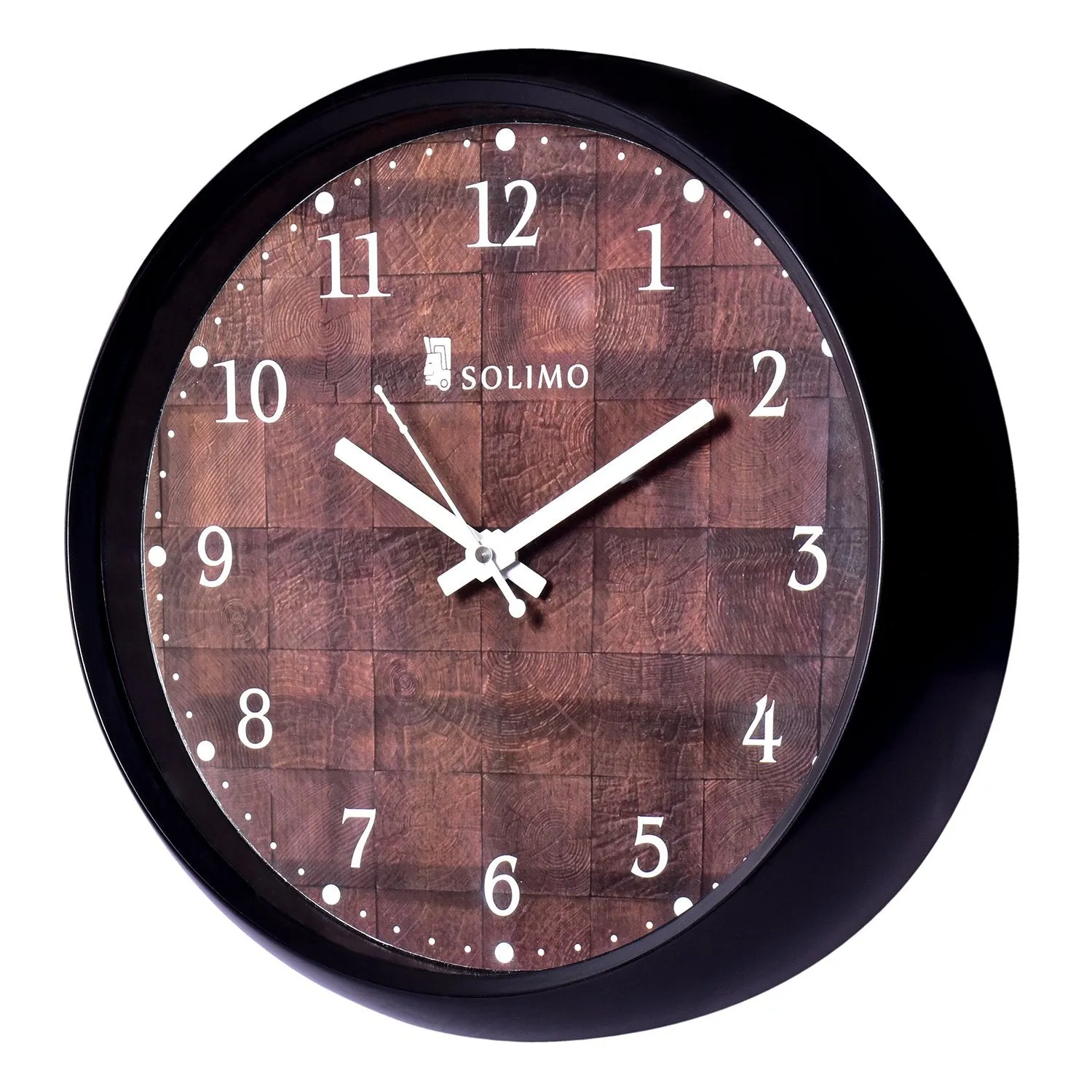 Amazon Brand - Solimo 12-inch Wall Clock - Checkered (Silent Movement, Black Frame)