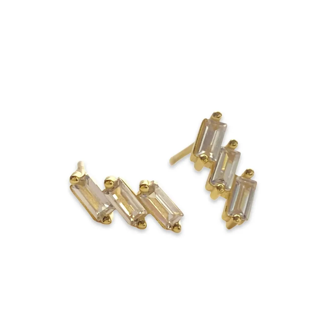 Amy Triple Baguettes Studs