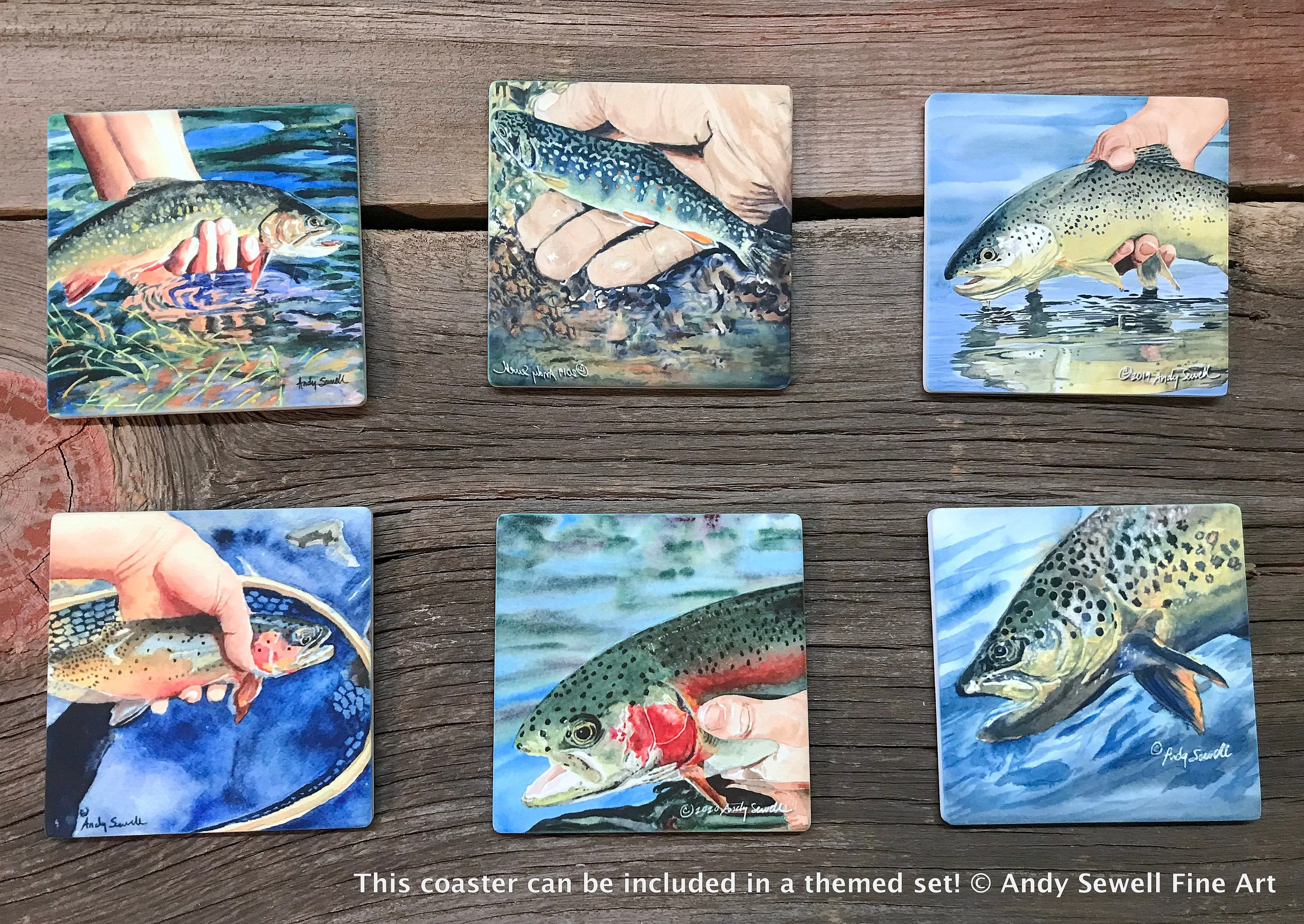 ASC005 "Brook Trout Release" ceramic coaster