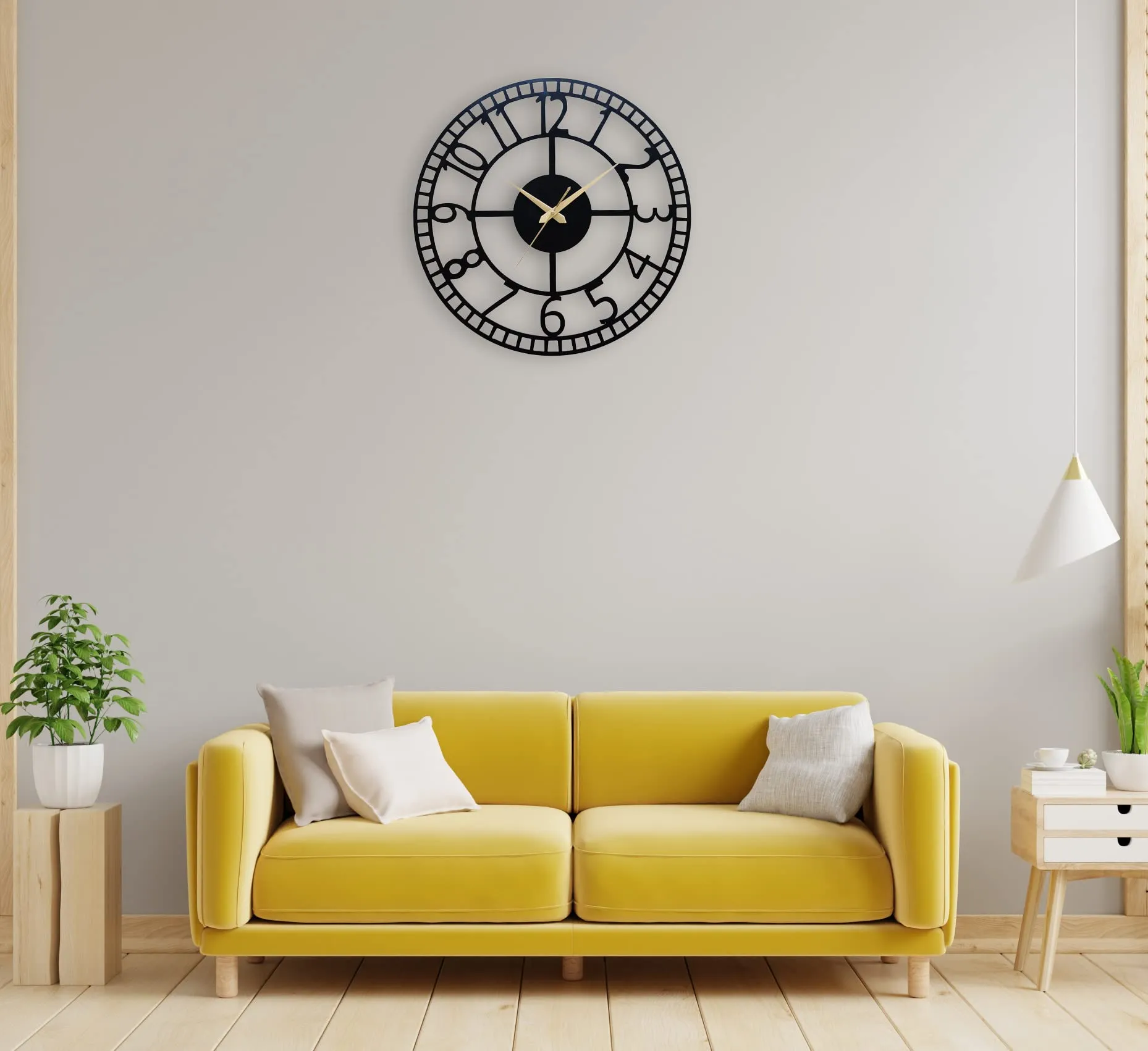 Auromin Designer Stylish Metal Wall Clock for Living Room, Bedroom, Office, Kitchen, Home and Hall, Antique Big Size Modern Wall Watch for Home Decor(40 cm, Matte Black)