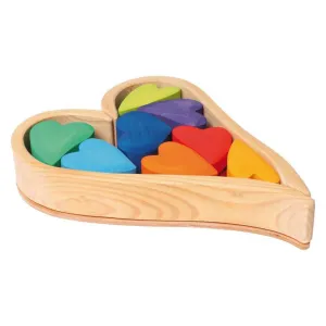 Authentic Grimm's Rainbow Hearts Building Blocks Toy