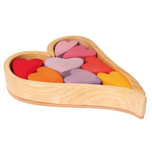 Authentic Grimm's Red Hearts Building Blocks Toy