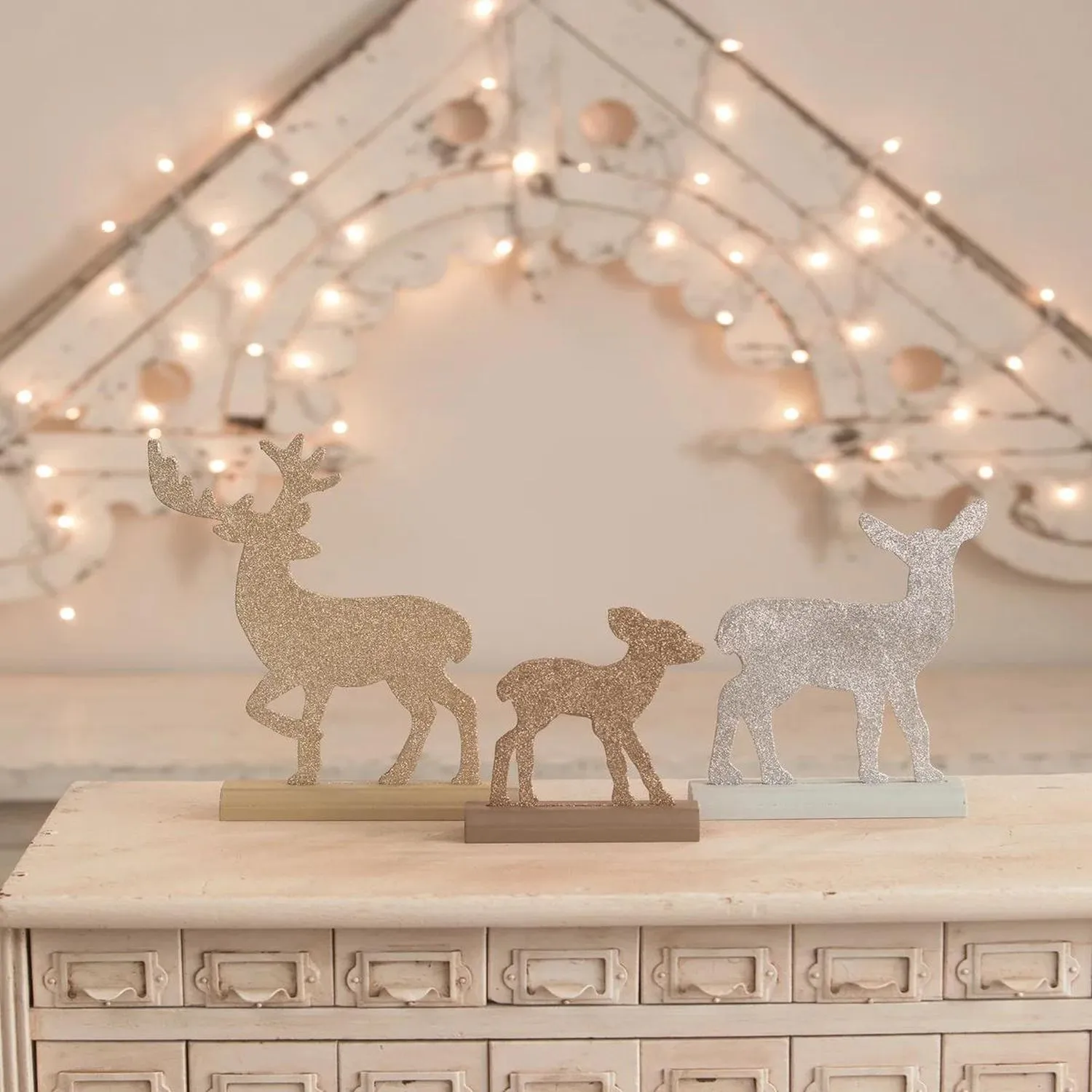 Bethany Lowe Metallic Deer Family, Set Of 3