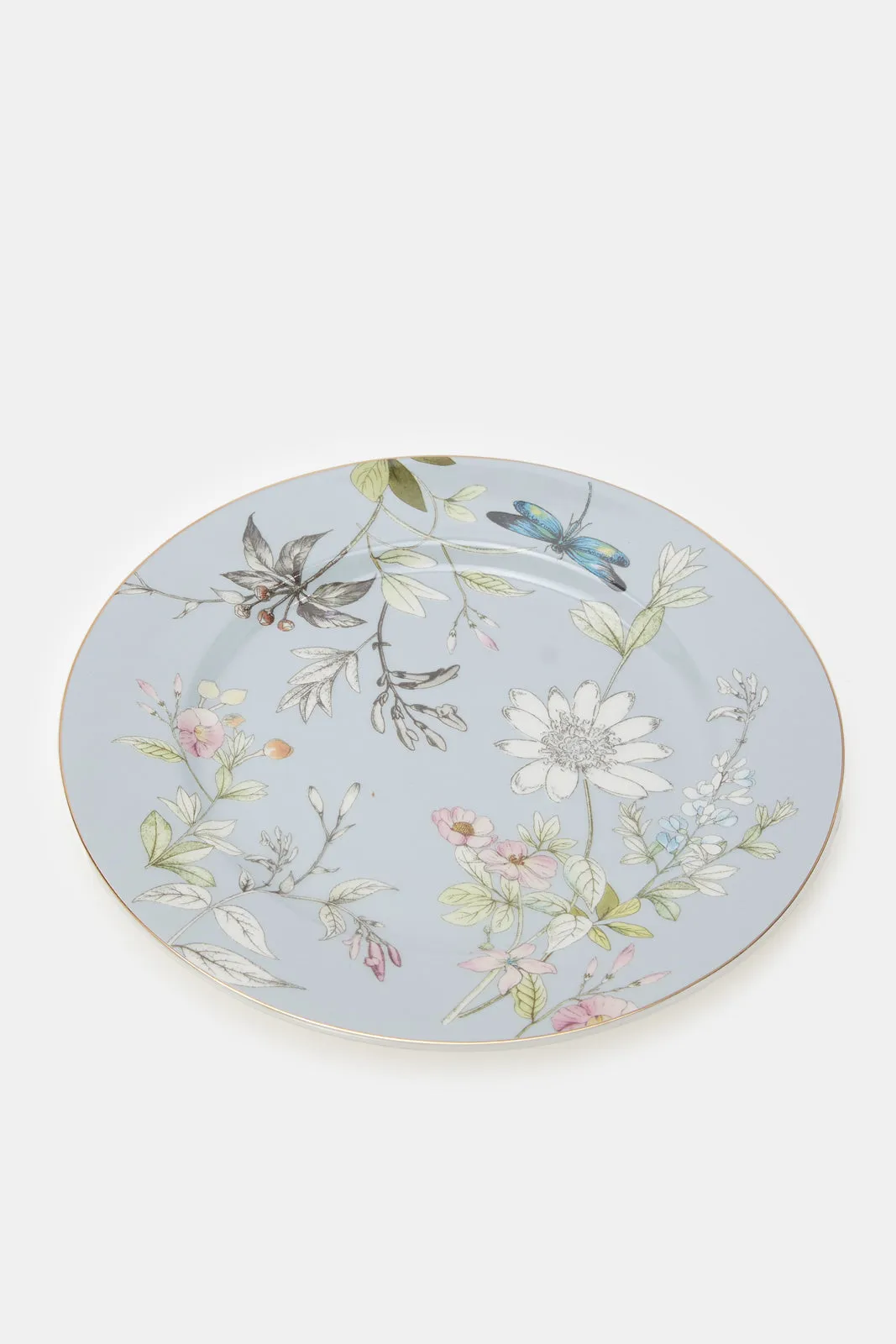 Blue Floral Print Plate Set (2 Piece)