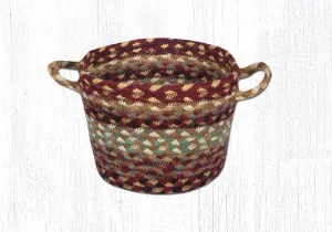 Burgundy, Gray, and Cream Woven Basket