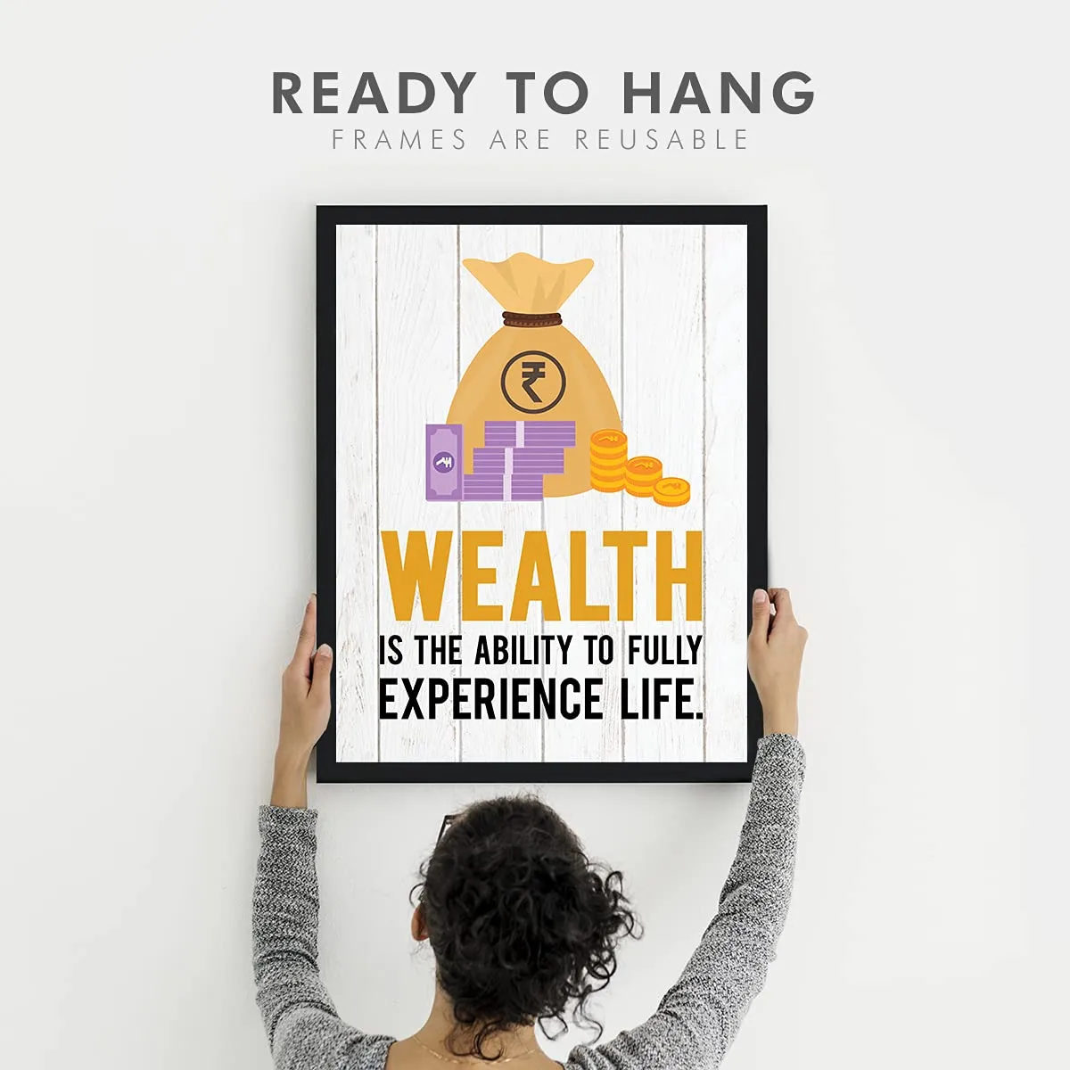 Chaka Chaundh - Money Quotes Wall Frames - Trading Quotes Wall Frames - Stock Market Quotes Wall Frames - Finance Quotes Wall Frames - Share market quotes frames - (13.6 X 10.6 Inches) (Wealth is - White)