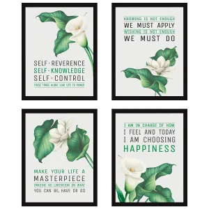 Chaka Chaundh - Motivational Quotes Frames - Framed Posters with Frame – Quotes Wall Frames - Photos with Quotes – poster with frame (34cm x 27cm x 4cm) Set of 4 - Composite Wood (Nature - Green)