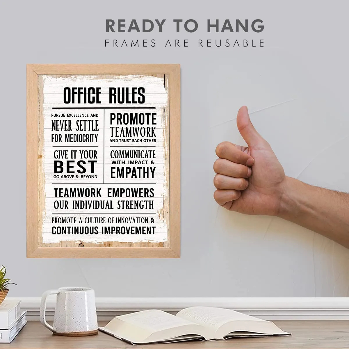 Chaka Chaundh Office Rules Wall Decor item - Motivational Office Rules Quotes Wall Frames - Business Rules Quotes Wall Frame - (14 X 11 Inches)