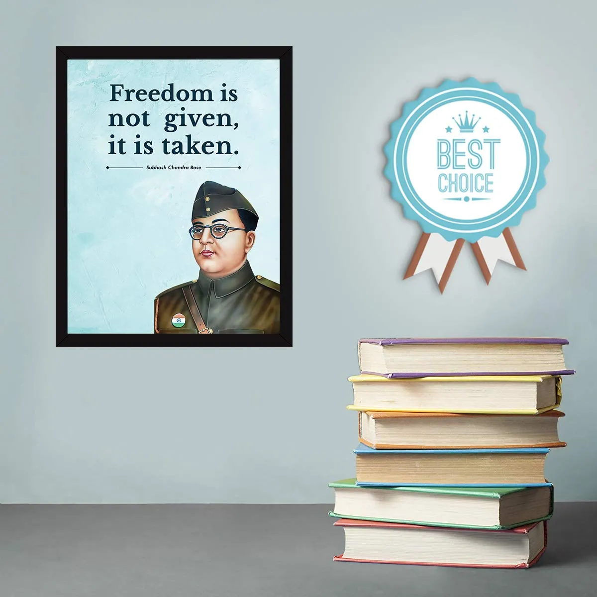 Chaka Chaundh - Subhash Chandra Bose Poster Frame Photo - motivational quotes frames - poster with frame - Subhash Chandra Bose Quote Poster – Inspirational Quotes wall framed Posters - (13.6 X 10.6 Inches)