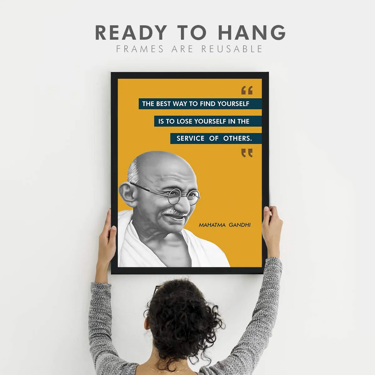 Chaka Chaundh - Suitable Motivational Leader Quotes Frames - Framed Posters with Frame – Mahatma Gandhi Quotes Wall Frames for OFFICE, STUDENT AND STUDY ROOM - Photos with Quotes - (14 X 11 Inches) - Composite Wood