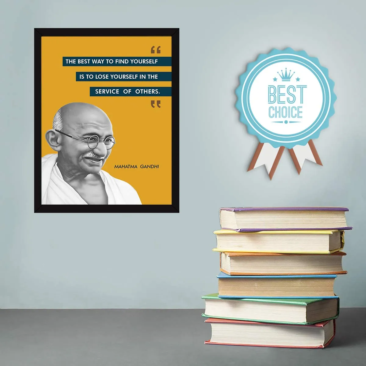 Chaka Chaundh - Suitable Motivational Leader Quotes Frames - Framed Posters with Frame – Mahatma Gandhi Quotes Wall Frames for OFFICE, STUDENT AND STUDY ROOM - Photos with Quotes - (14 X 11 Inches) - Composite Wood