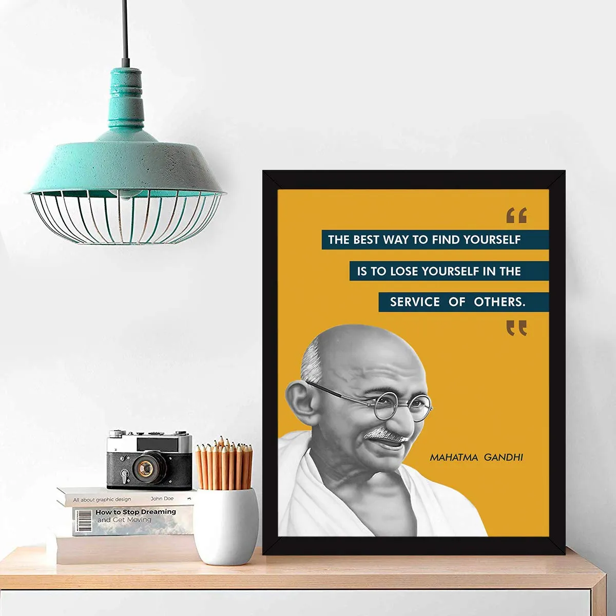 Chaka Chaundh - Suitable Motivational Leader Quotes Frames - Framed Posters with Frame – Mahatma Gandhi Quotes Wall Frames for OFFICE, STUDENT AND STUDY ROOM - Photos with Quotes - (14 X 11 Inches) - Composite Wood