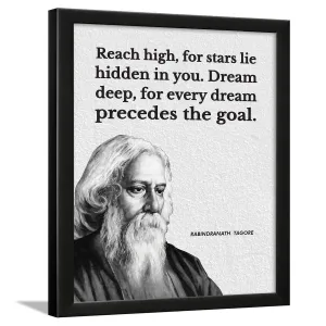 Chaka Chaundh - Suitable Rabindranath Tagore motivational quotes Poster Photo Frame - Rabindranath Tagore Quotes Wall Photo with Frame - Inspirational Quotes Wall Framed Posters - (13.6 X 10.6 Inches)