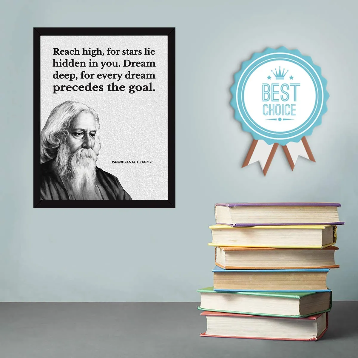 Chaka Chaundh - Suitable Rabindranath Tagore motivational quotes Poster Photo Frame - Rabindranath Tagore Quotes Wall Photo with Frame - Inspirational Quotes Wall Framed Posters - (13.6 X 10.6 Inches)