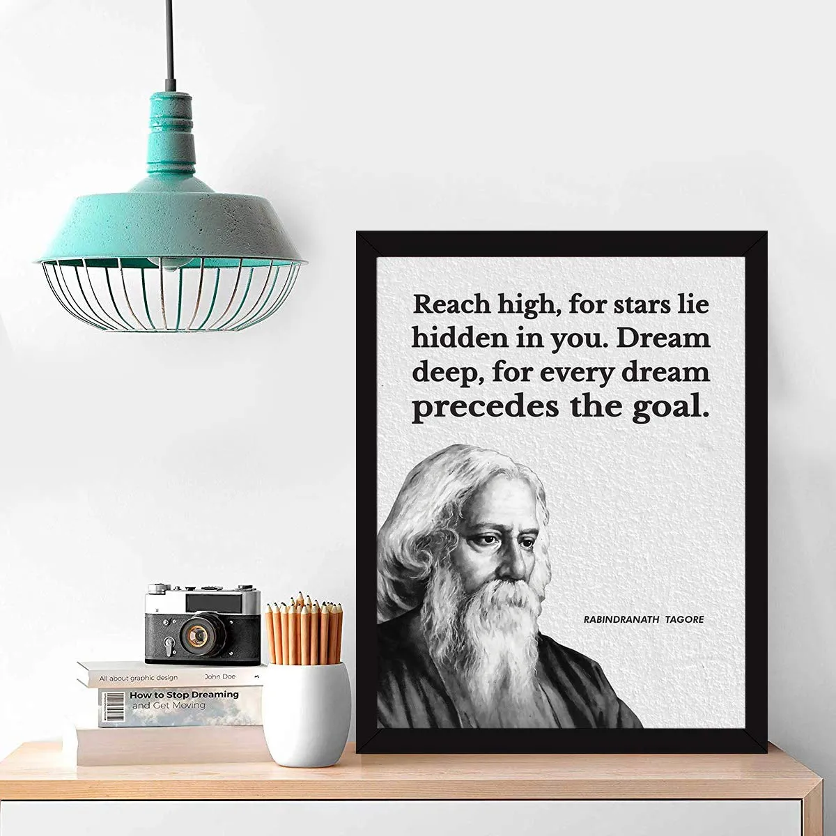 Chaka Chaundh - Suitable Rabindranath Tagore motivational quotes Poster Photo Frame - Rabindranath Tagore Quotes Wall Photo with Frame - Inspirational Quotes Wall Framed Posters - (13.6 X 10.6 Inches)