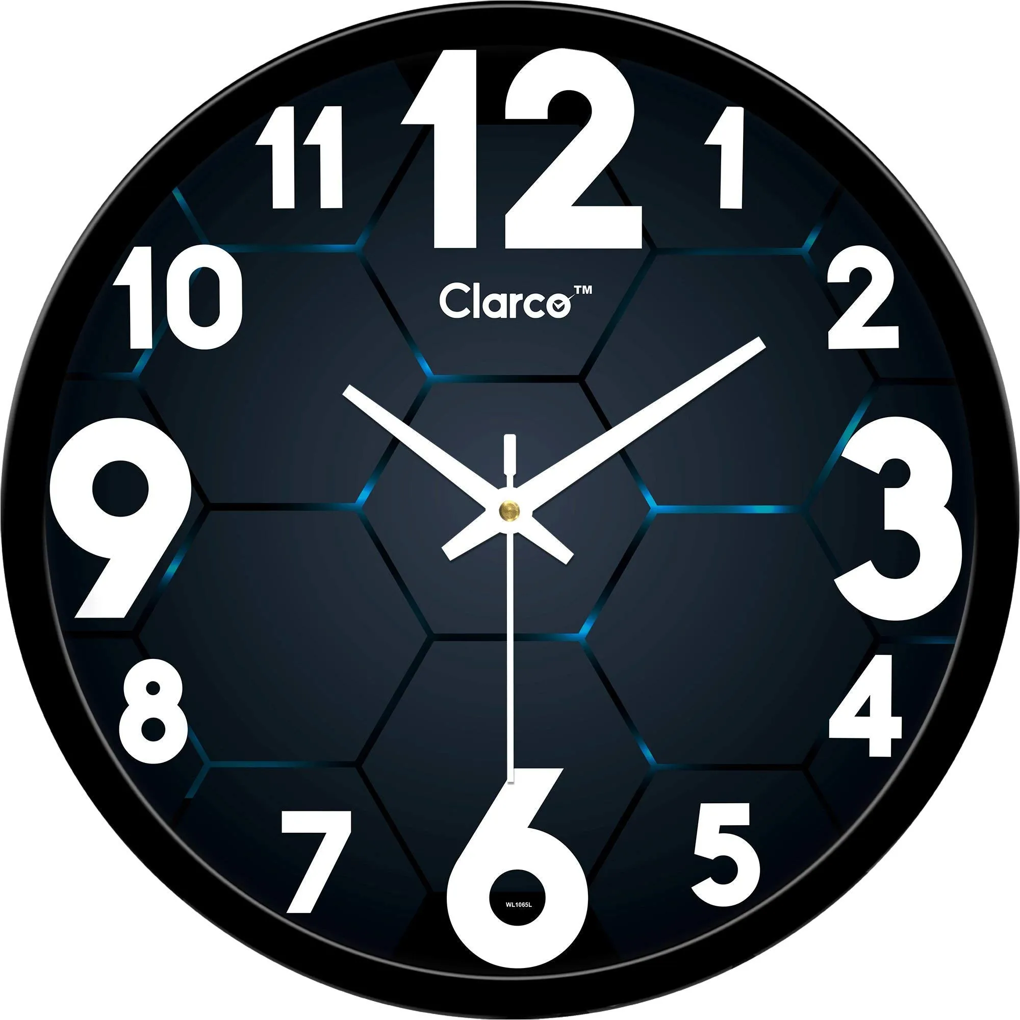 Clarco Brand Big Size Designer Analogue Round Plastic Wall Clock With Glass For Home/Living Room/Bedroom/Kitchen/Office (12 X 12 Inch / 30 X 30 Cm,Wl_1065L, Navy)