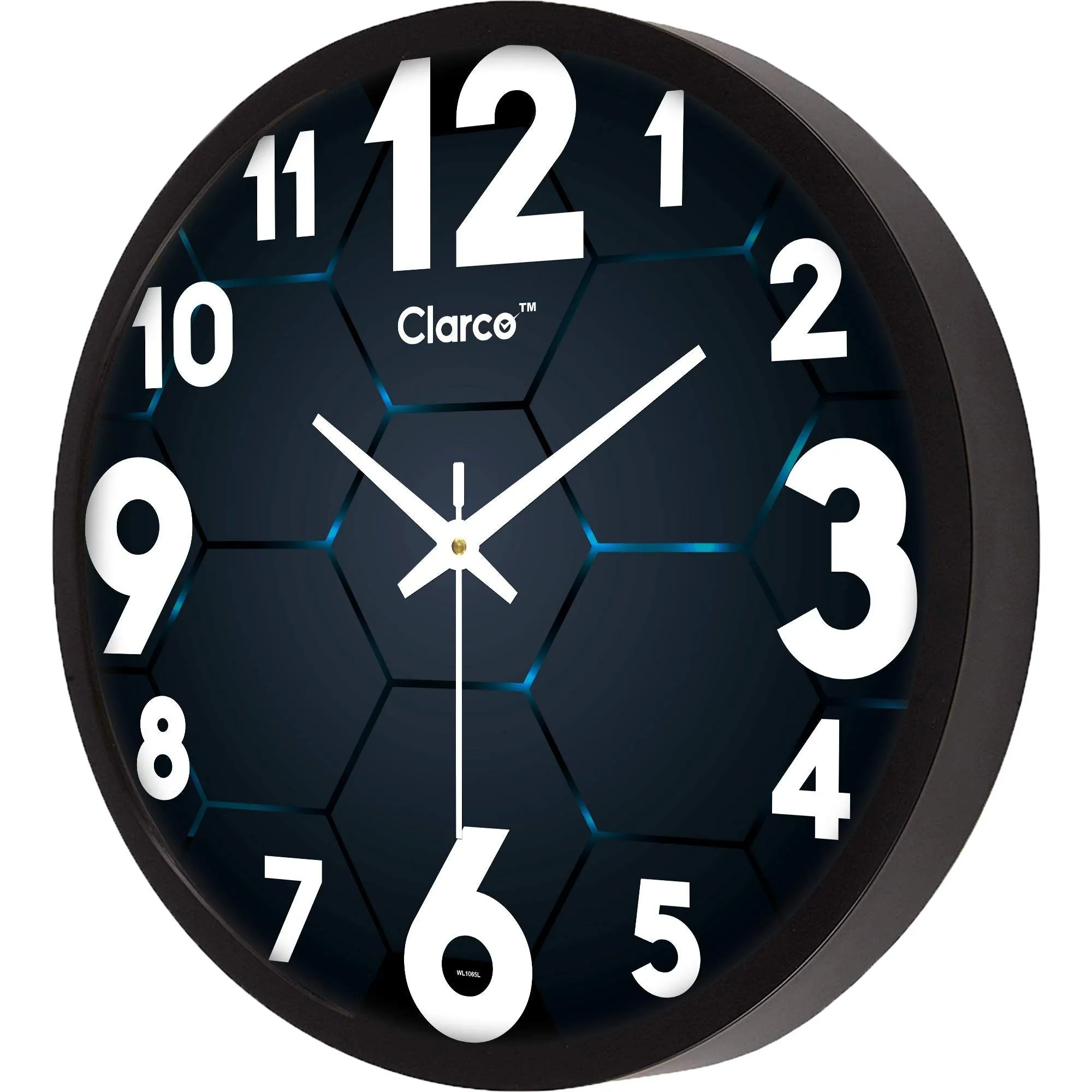 Clarco Brand Big Size Designer Analogue Round Plastic Wall Clock With Glass For Home/Living Room/Bedroom/Kitchen/Office (12 X 12 Inch / 30 X 30 Cm,Wl_1065L, Navy)