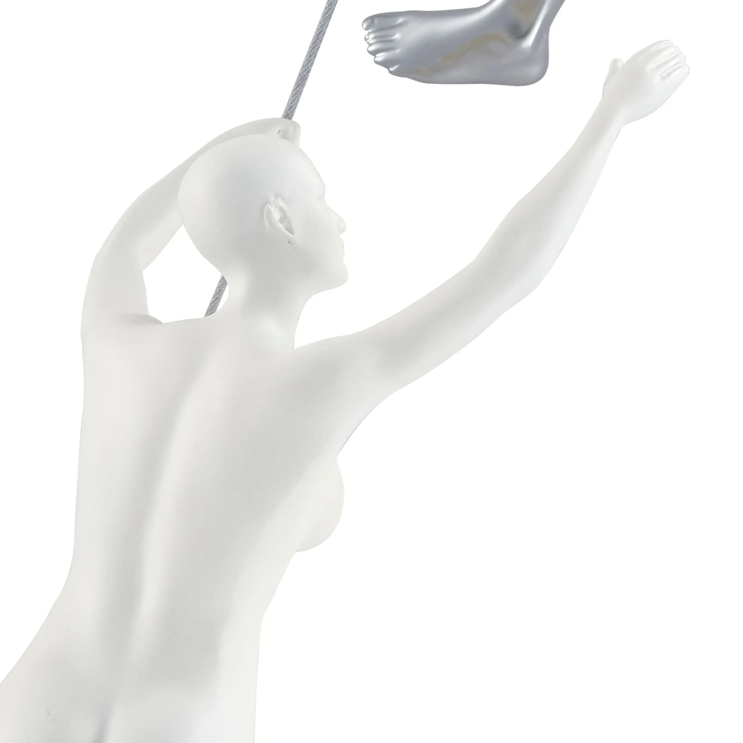 Climbing Couple Set of Two Wall Sculptures, Matte White & Chrome