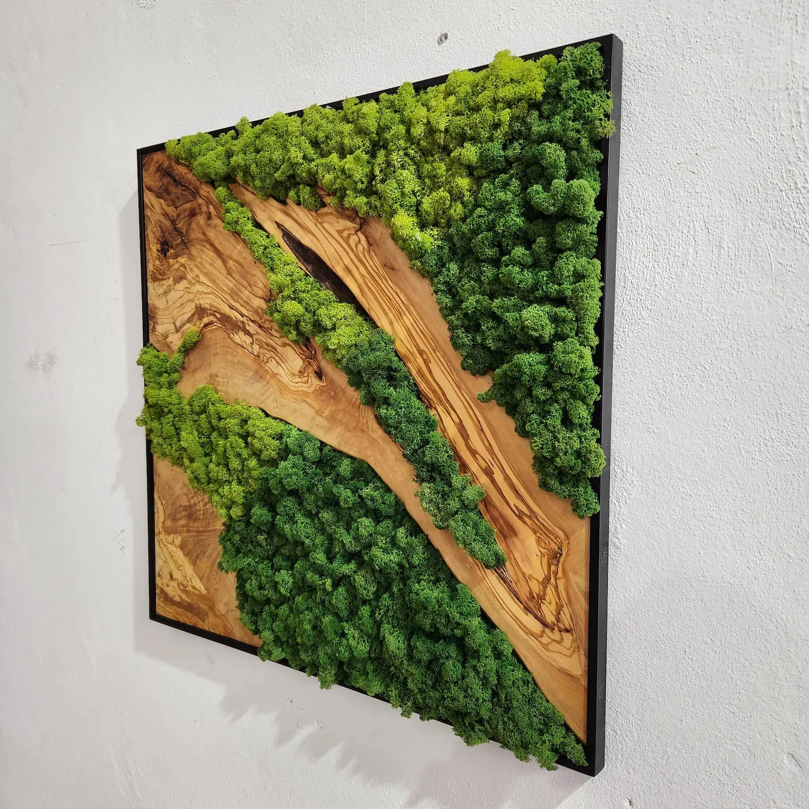 Custom Made Moss and Olive Wood Wall Art 2 Colours | Premium Handmade Wall Sculptures