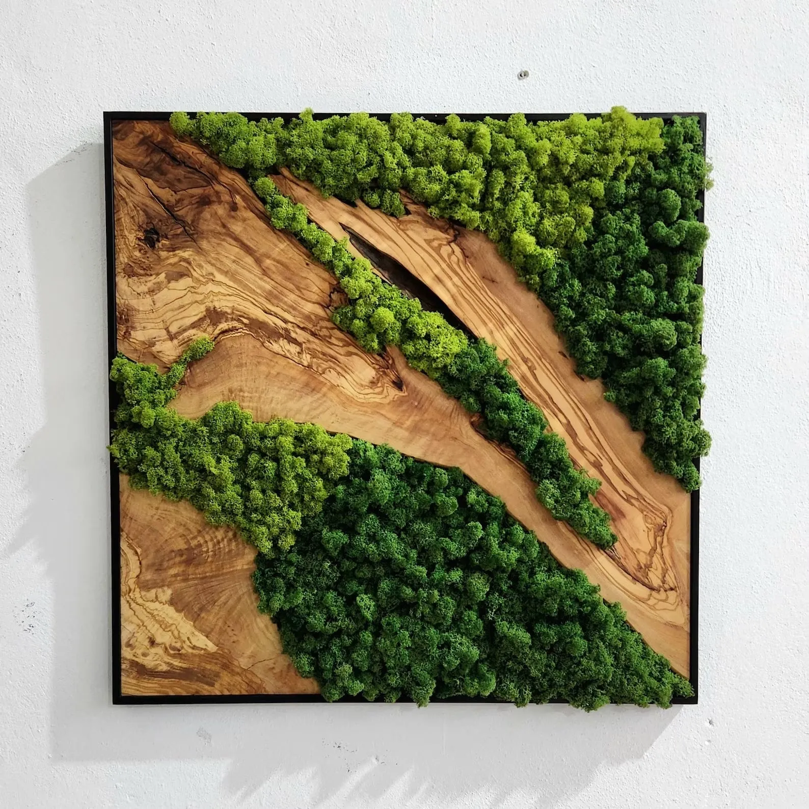 Custom Made Moss and Olive Wood Wall Art 2 Colours | Premium Handmade Wall Sculptures