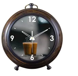 Delight Enterprises Antique Style Wooden 5.25 inch 4 inch dial Color Brown Office Home Decor Royal Collection| Handmade Table Clock