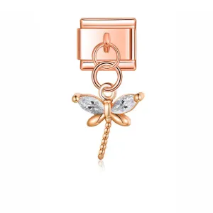 Dragonfly with Large Stones, on Rose Gold