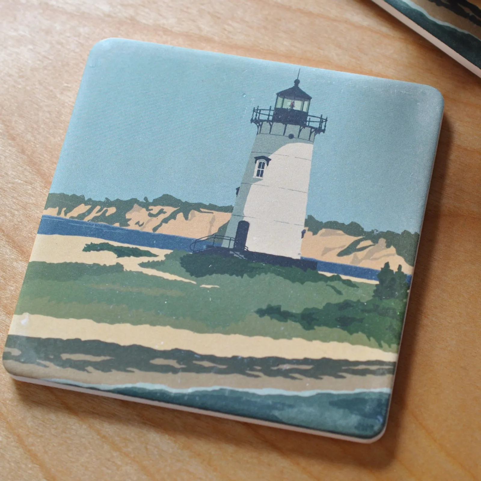 Edgartown Light Art Drink Coaster - Massachusetts -