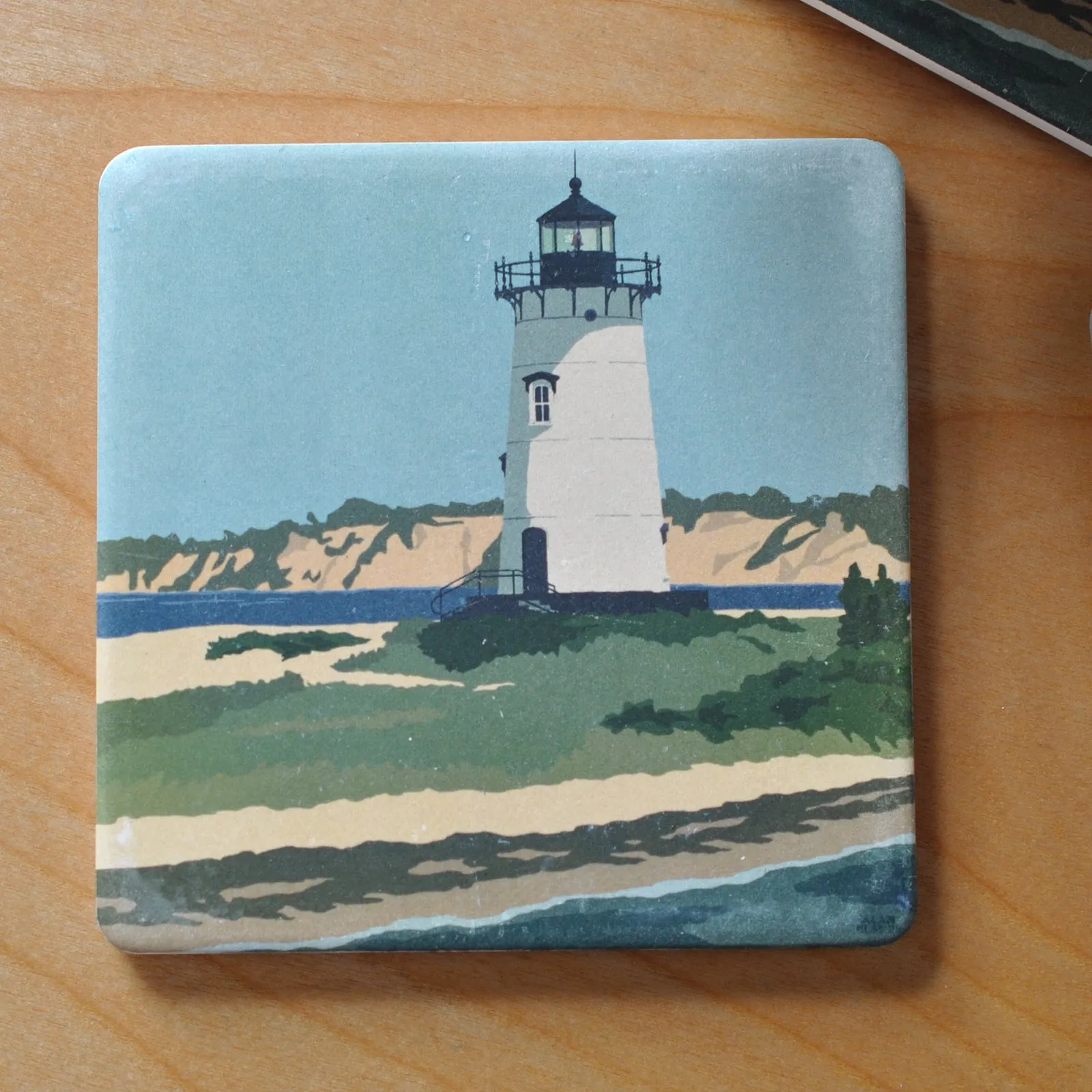 Edgartown Light Art Drink Coaster - Massachusetts -