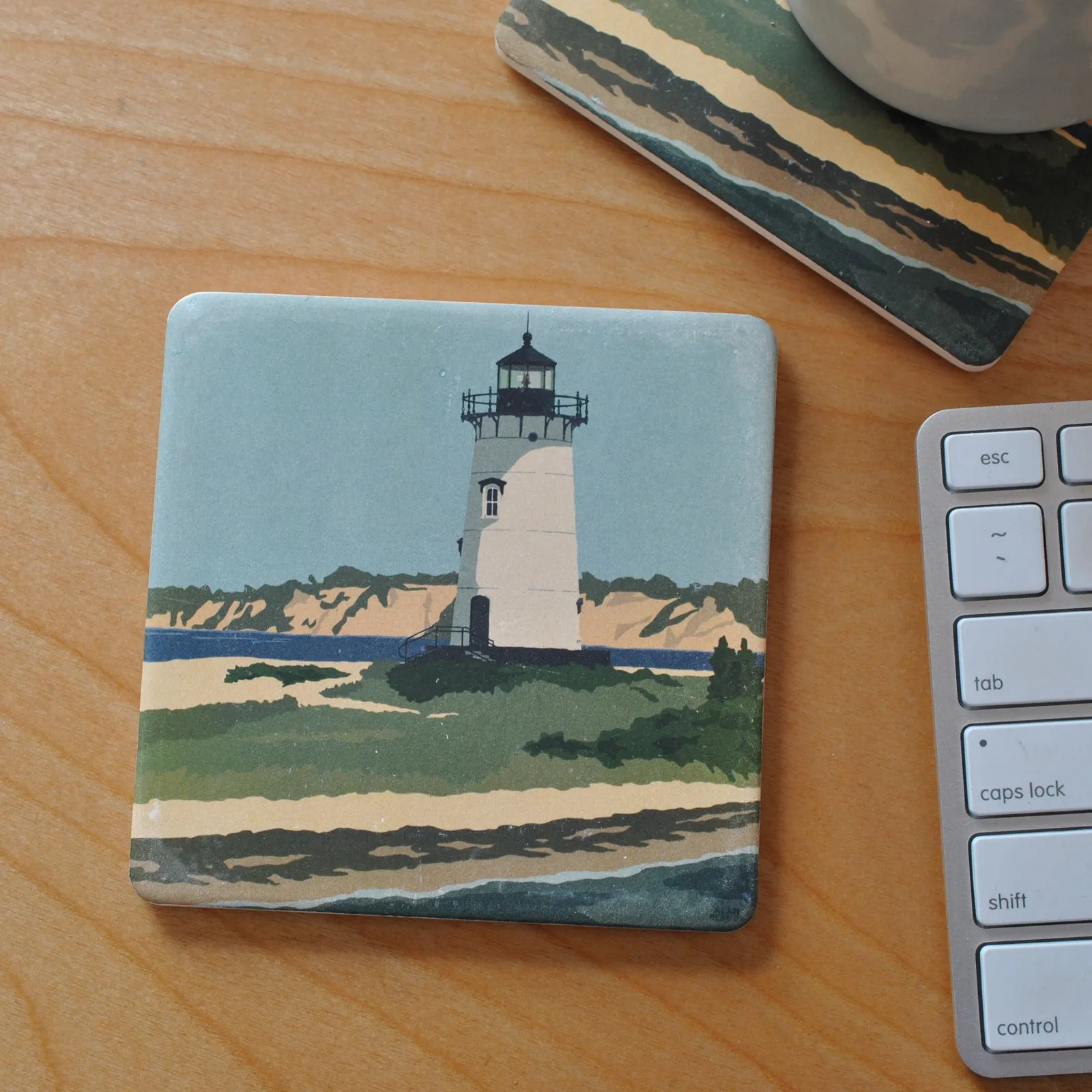 Edgartown Light Art Drink Coaster - Massachusetts -