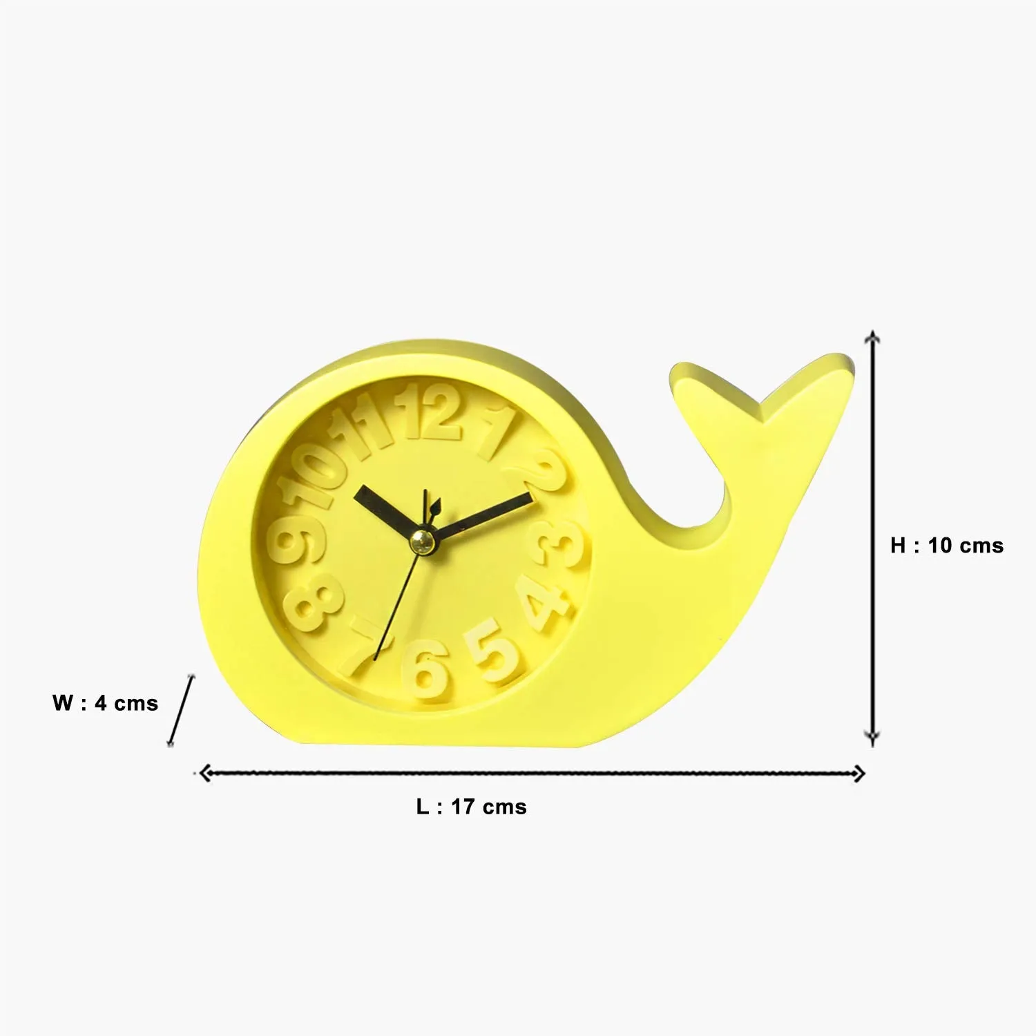 EZ Life Whale - Kids Desk Alarm Clock - PP - Yellow - Home and Office Décor, Decorative Modern Clock, Living Room, Bedroom Kitchen Office School - Stylish Desk Clock - Pack of 1