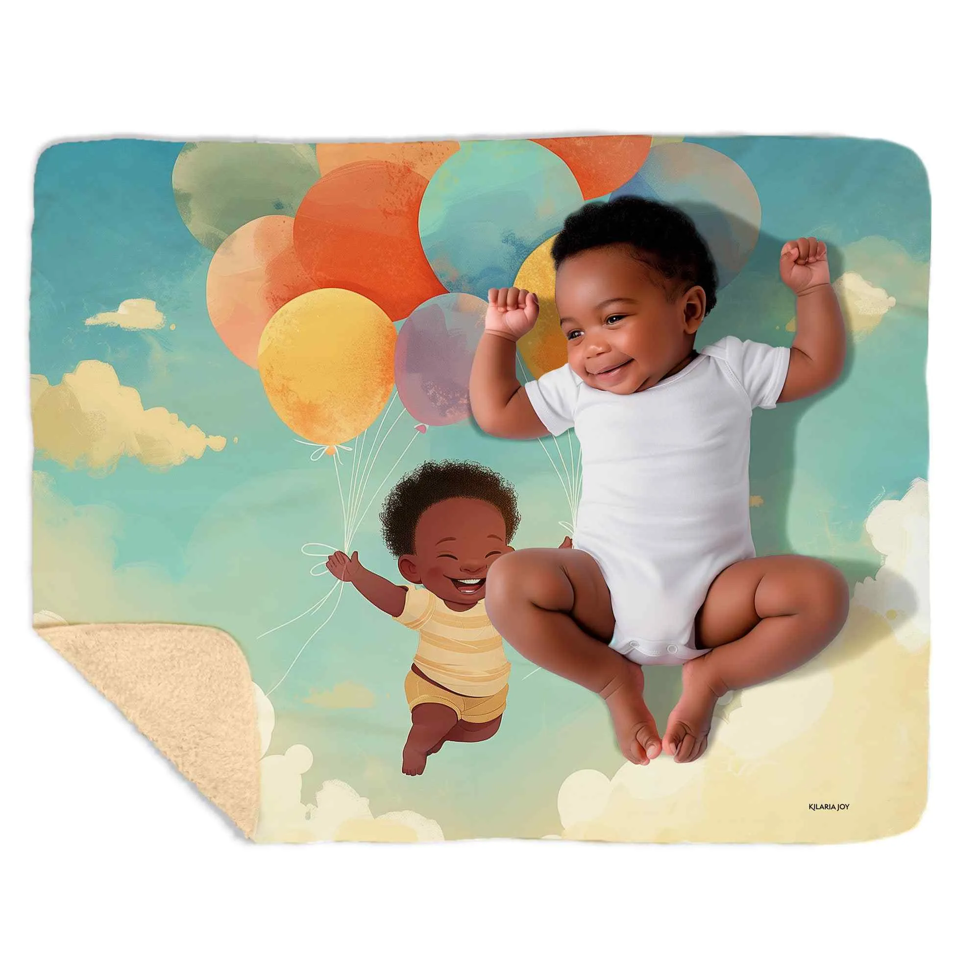 Floating on Smiles Snuggly Sherpa Baby Blanket, 40"x30"