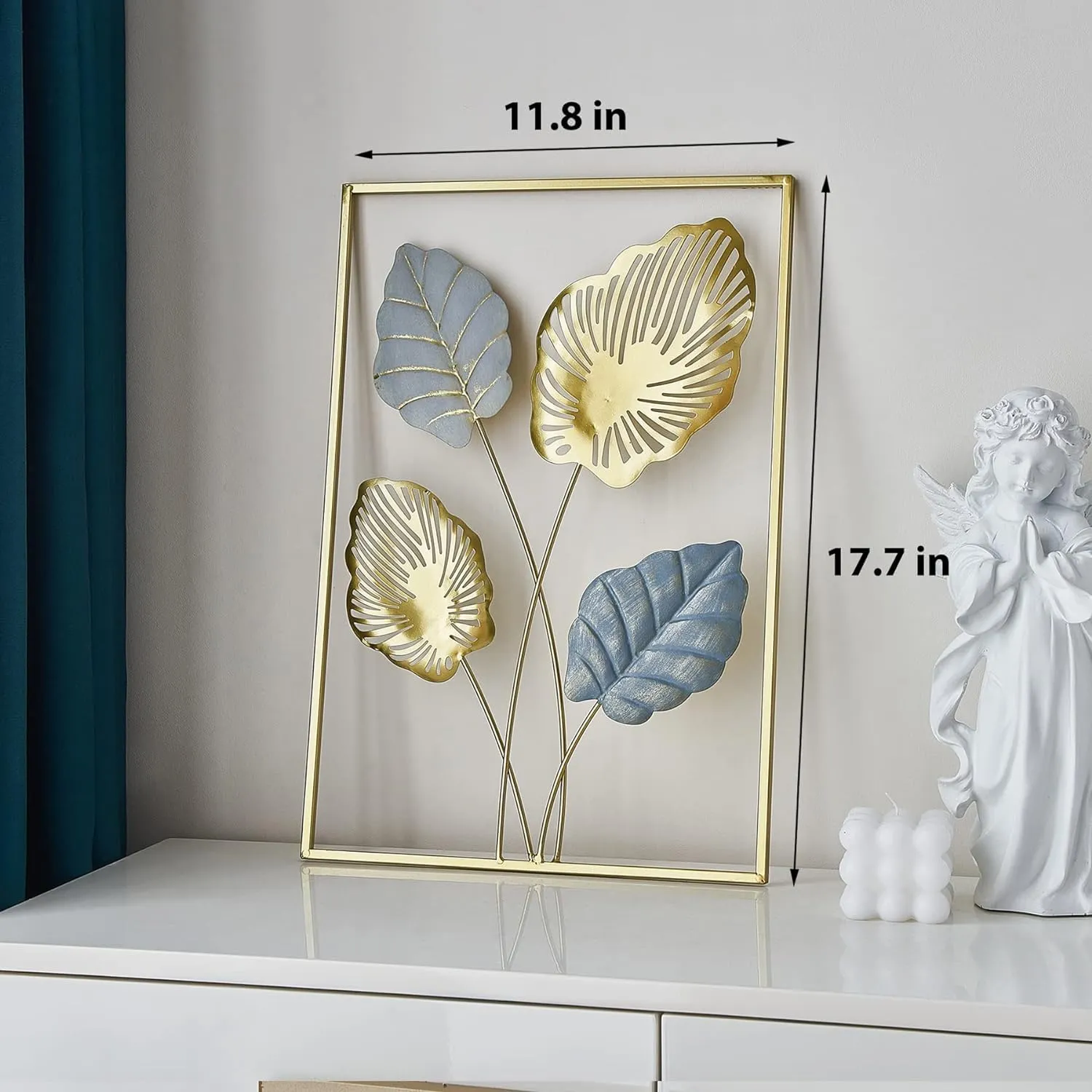 Framing Hub Metal Wall Decor Leaf Wall Hanging Decoration, Metal Wall Art Home Decor for Living Room Office Bedroom Hotel (Design - 4)