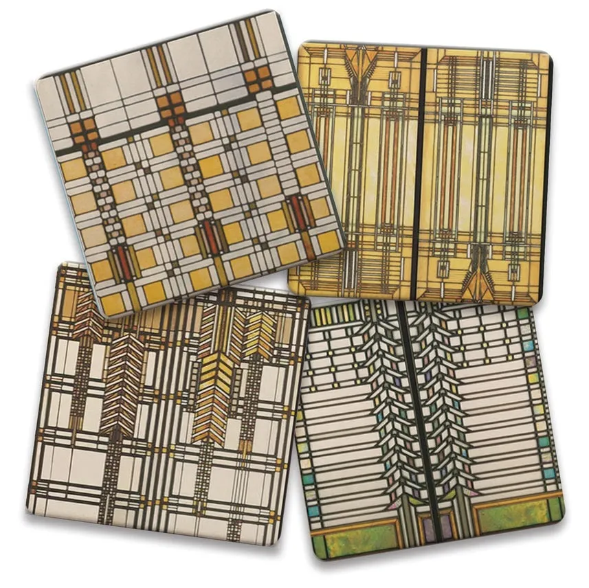 Frank Lloyd Wright Coasters Set Art Glass Collection