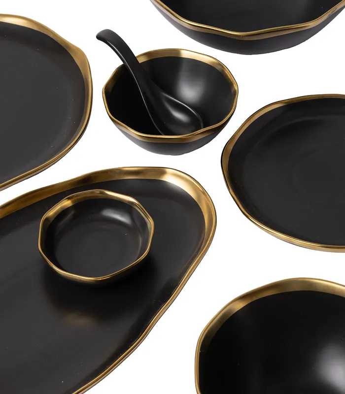 Gold Edged Black Dinner Set