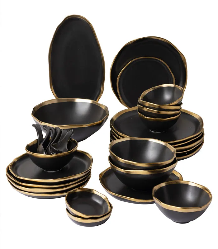 Gold Edged Black Dinner Set