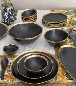 Gold Edged Black Dinner Set