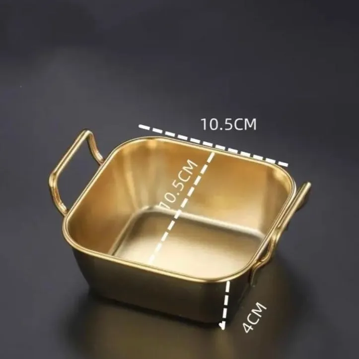 Gold Plated Square Dish With Handle