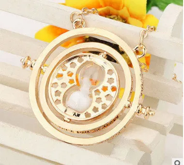 Gold plated time turner necklace hourglass vintage pendant Hermione Granger for women lady girl wholesale 0131