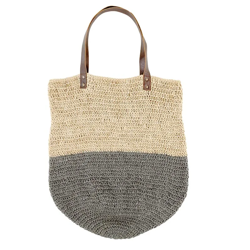 Grey Block Jute Tote