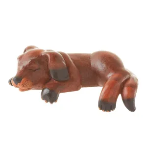 Hand-Carved Napping Shelf Dog