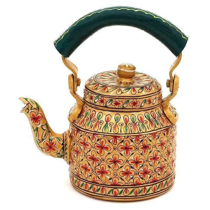 Hand-painted Colorful Kaushalam Teapot: Golden Glow