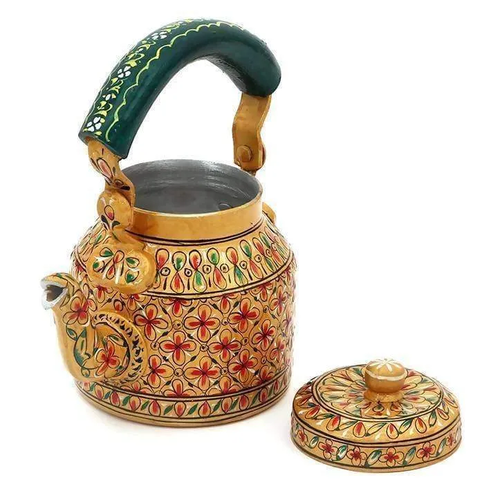 Hand-painted Colorful Kaushalam Teapot: Golden Glow