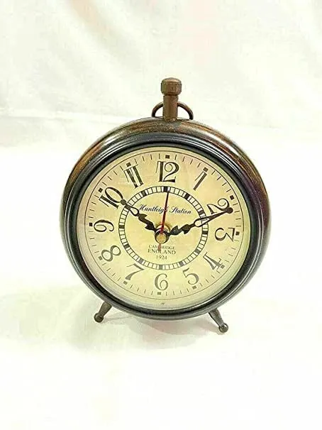 Handmade Wooden Table Top Clock Desk Clock 5 Inch Antique Style Home Study Living Dift Item