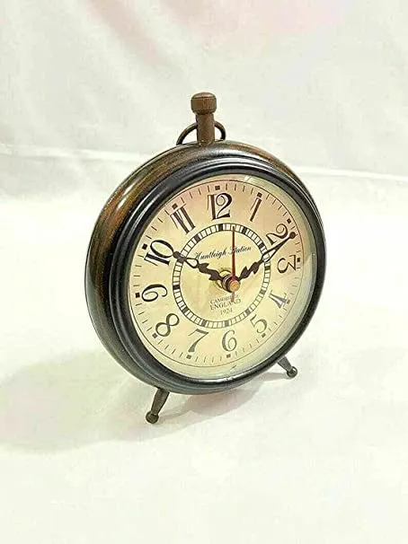 Handmade Wooden Table Top Clock Desk Clock 5 Inch Antique Style Home Study Living Dift Item