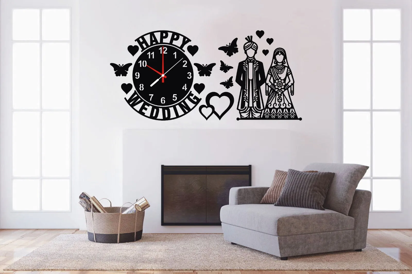 Happy Wedding Wooden Wall Clock 1