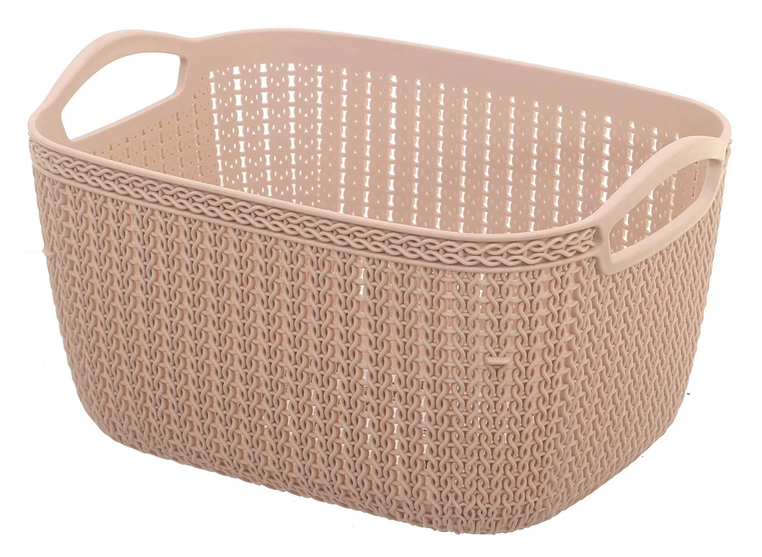 Heart Home Unbreakable Plastic 4 Pieces Multipurpose Large Size Flexible Storage Baskets/Fruit Vegetable Bathroom Stationary Home Basket with Handles (Peach & Cream) - HEART1468